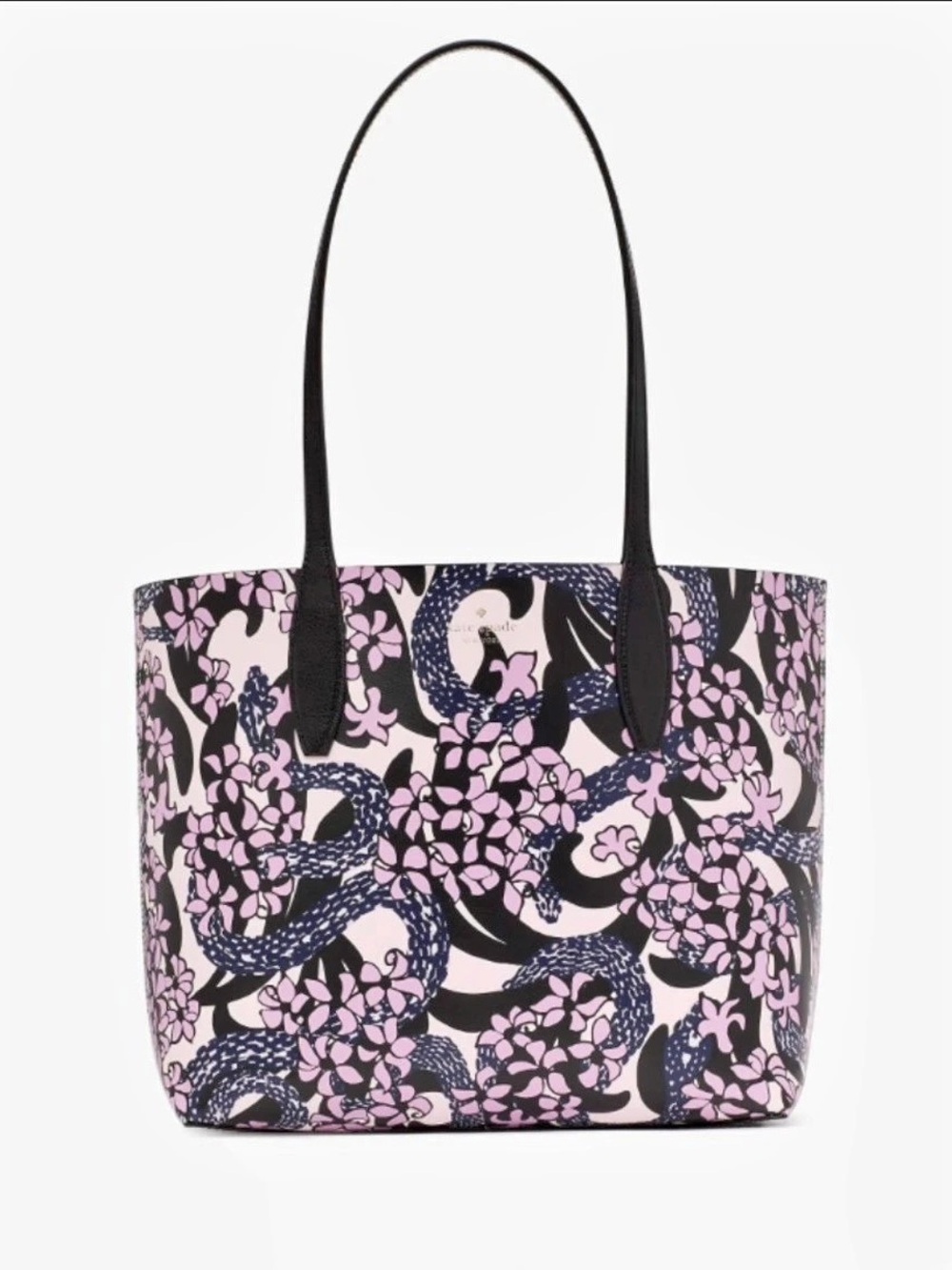 Kate Spade New York Outlet Purple & Black Snake Garden Reversible Printed Tote